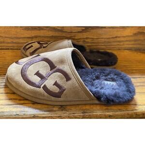 UGG Scuff Logo Chestnut Espresso Slip On Shearing Slipper US 10 Mens